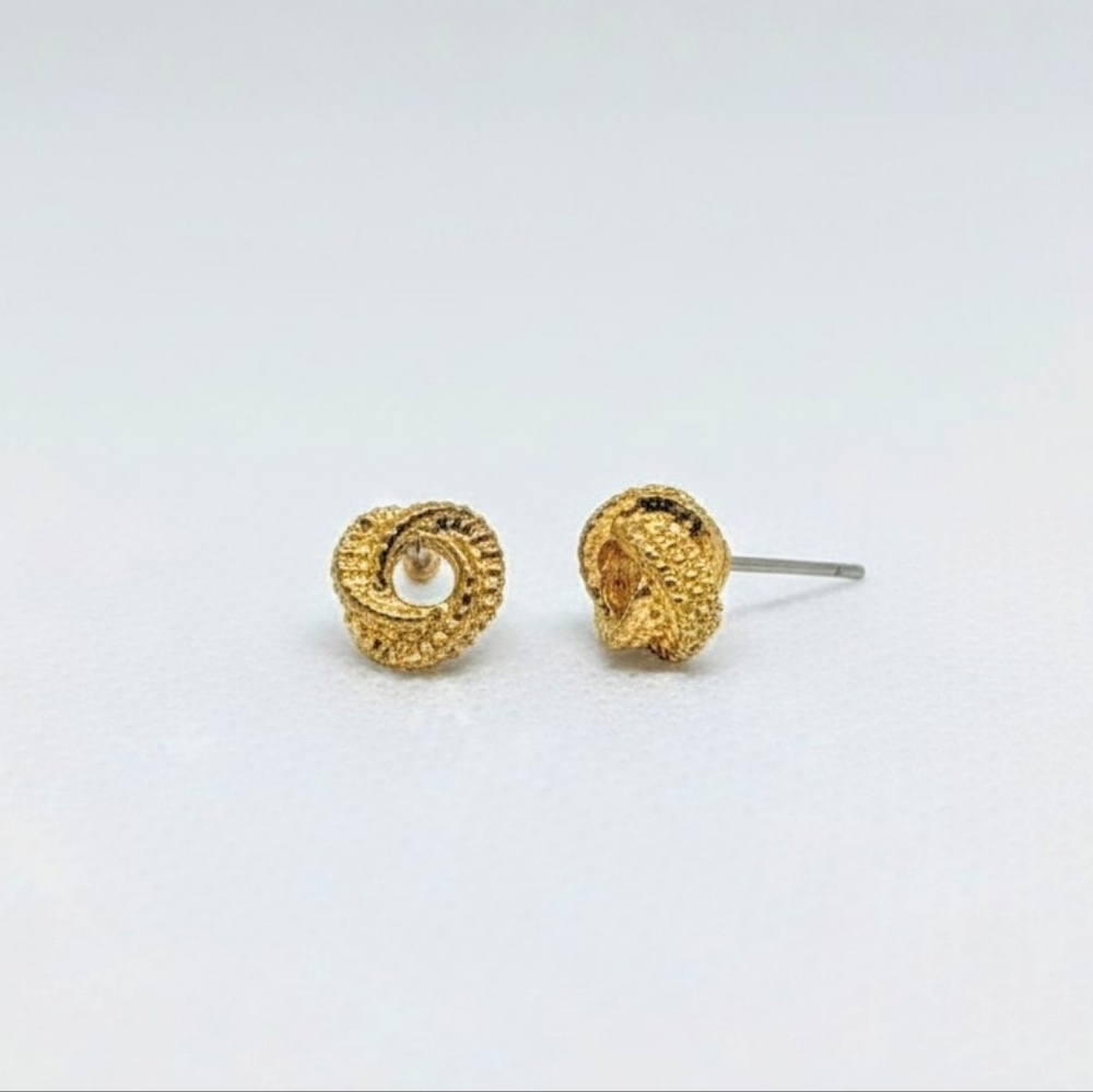 Classic Gold Textured Knot Stud Earrings